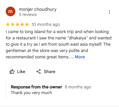 Halal Bangladeshi Food Astoria LIC NY near me Customer Review
